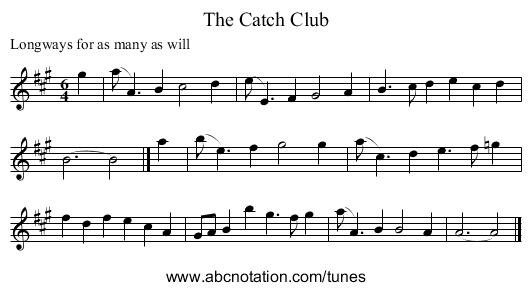 The Catch Club - staff notation