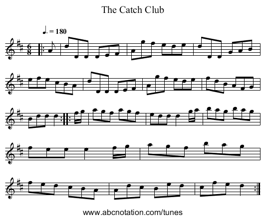 The Catch Club - staff notation