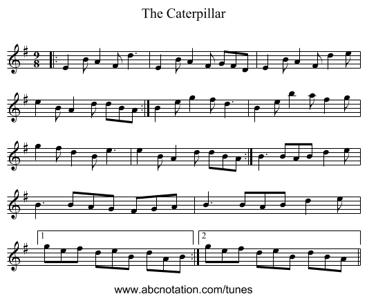 The Caterpillar - staff notation