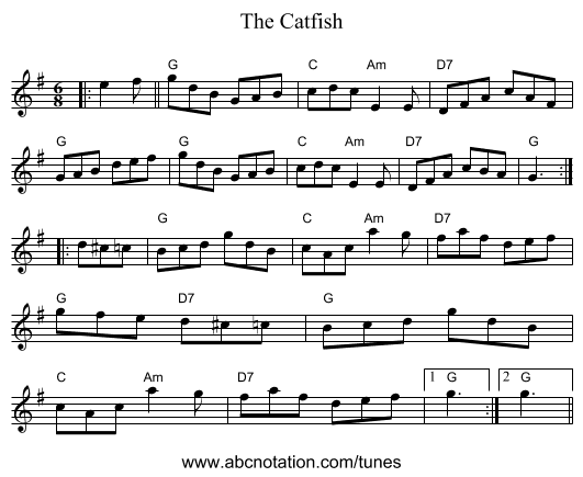 The Catfish - staff notation