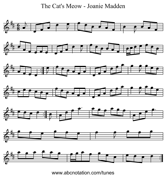 The Cat's Meow - Joanie Madden - staff notation