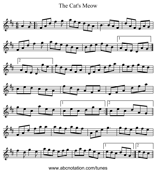 The Cat's Meow - staff notation