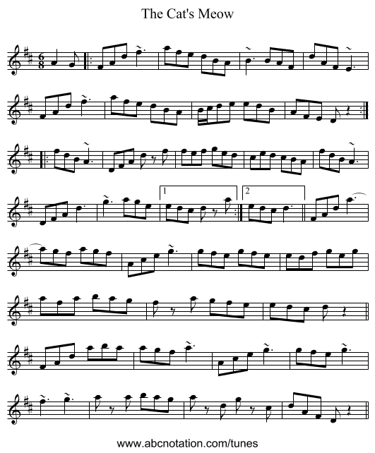 The Cat's Meow - staff notation
