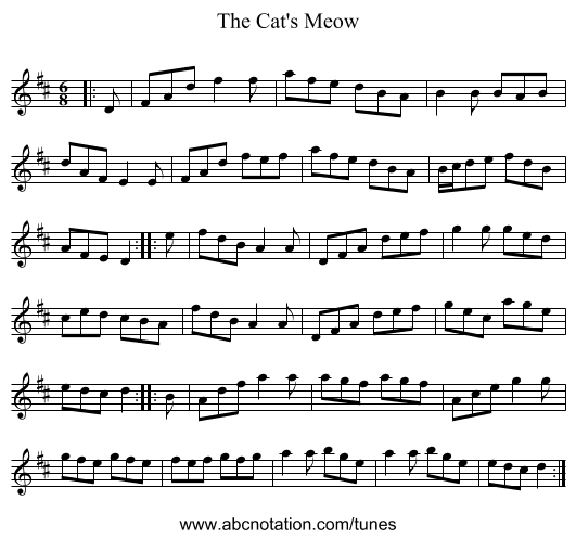 The Cat's Meow - staff notation