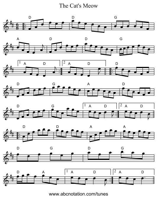 The Cat's Meow - staff notation