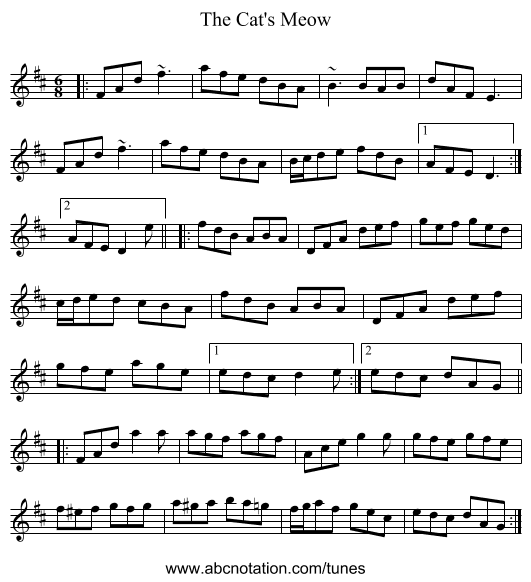 The Cat's Meow - staff notation