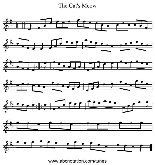 The Cat's Meow - staff notation
