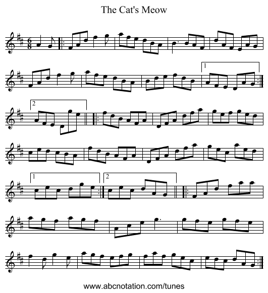The Cat's Meow - staff notation