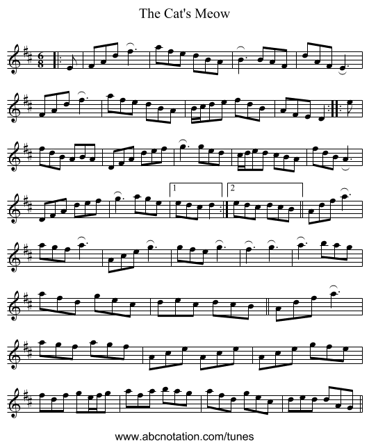 The Cat's Meow - staff notation