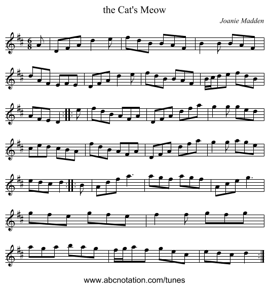 the Cat's Meow - staff notation