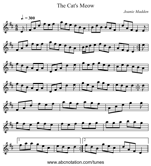 The Cat's Meow - staff notation