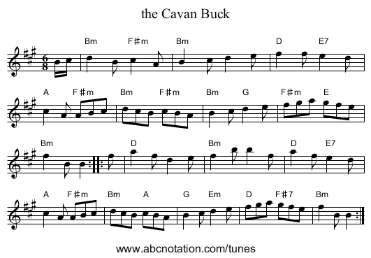 the Cavan Buck - staff notation