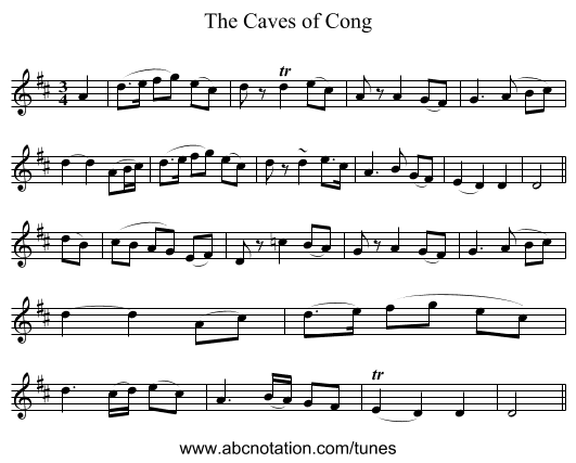 The Caves of Cong - staff notation