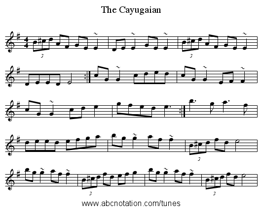 The Cayugaian - staff notation