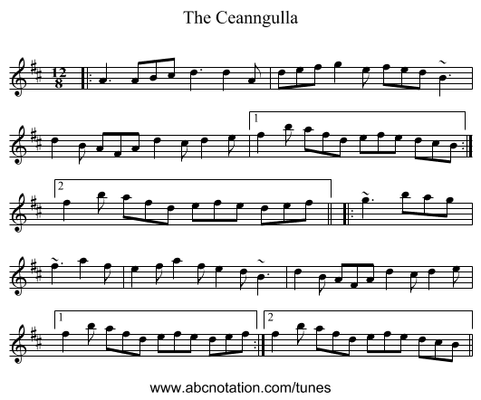 The Ceanngulla - staff notation