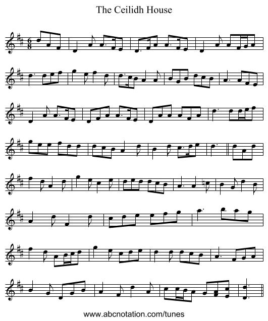 The Ceilidh House - staff notation