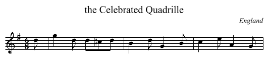 the Celebrated Quadrille - staff notation