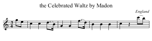 the Celebrated Waltz by Madon - staff notation