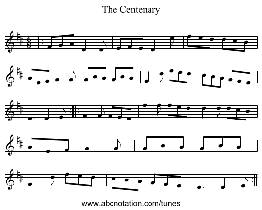 The Centenary - staff notation