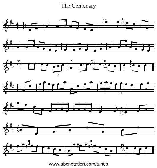The Centenary - staff notation