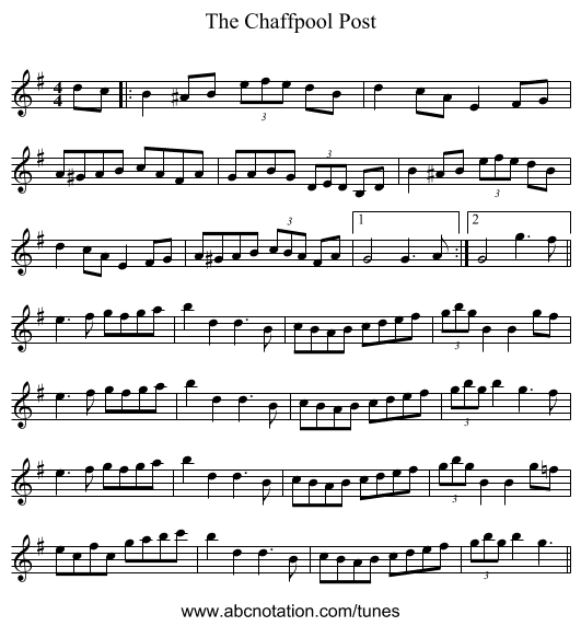The Chaffpool Post - staff notation