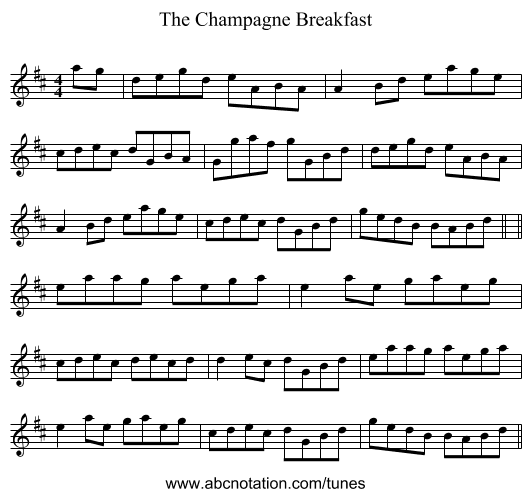 The Champagne Breakfast - staff notation
