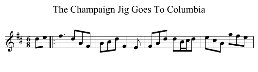 The Champaign Jig Goes To Columbia - staff notation