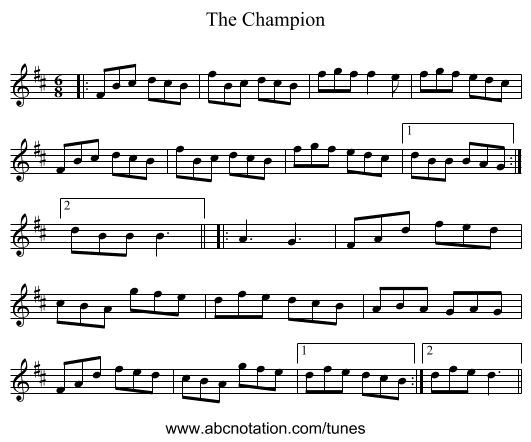 The Champion - staff notation