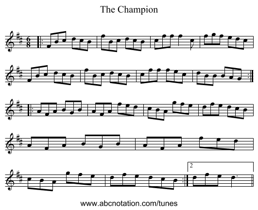 The Champion - staff notation