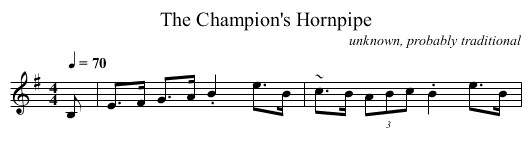 The Champion's Hornpipe - staff notation