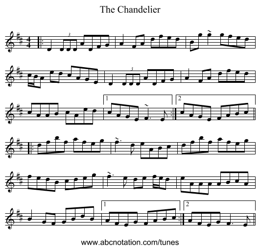 The Chandelier - staff notation