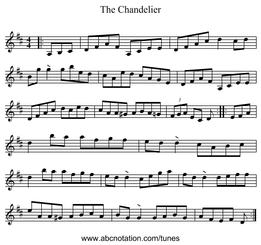 The Chandelier - staff notation