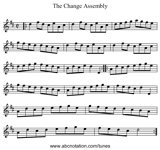 The Change Assembly - staff notation