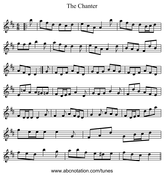 The Chanter - staff notation