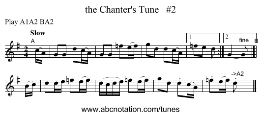 the Chanter's Tune   #2 - staff notation