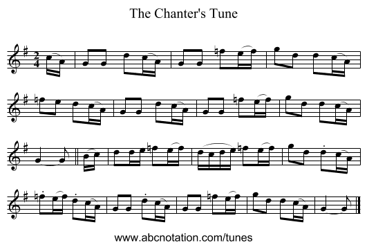 The Chanter's Tune - staff notation