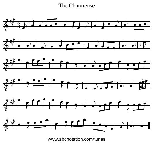 The Chantreuse - staff notation
