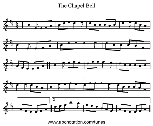 The Chapel Bell - staff notation