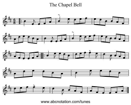 The Chapel Bell - staff notation
