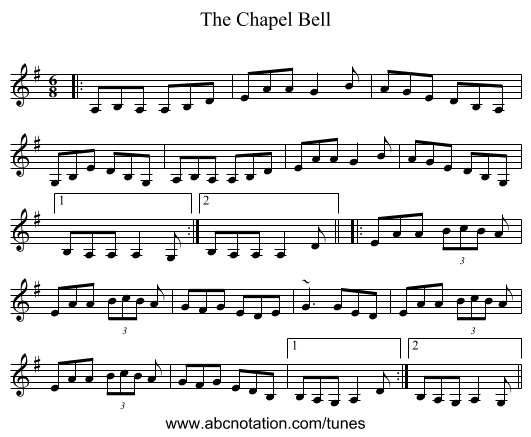 The Chapel Bell - staff notation