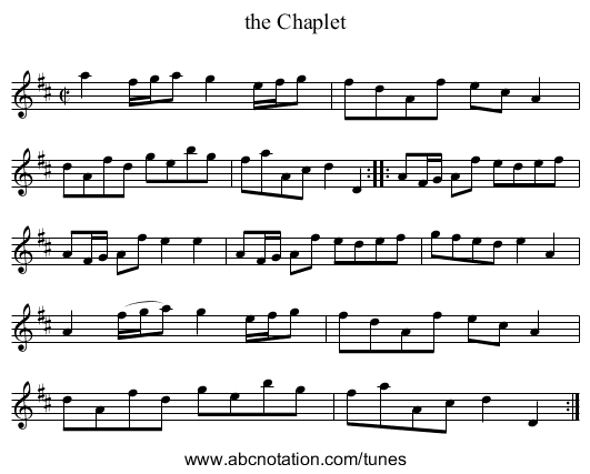 the Chaplet - staff notation