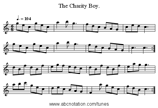 The Charity Boy. - staff notation