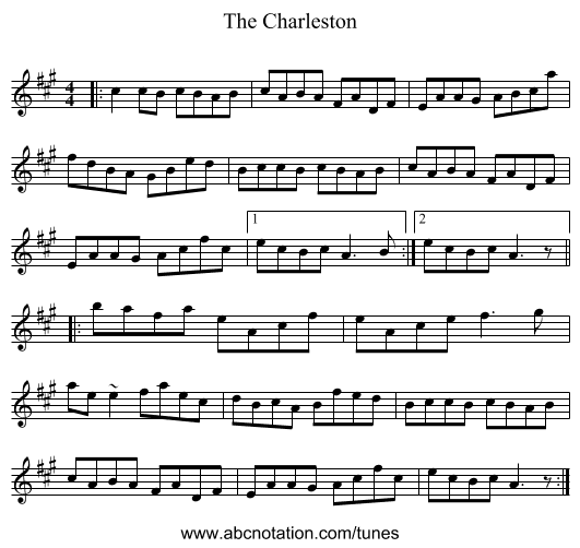 The Charleston - staff notation