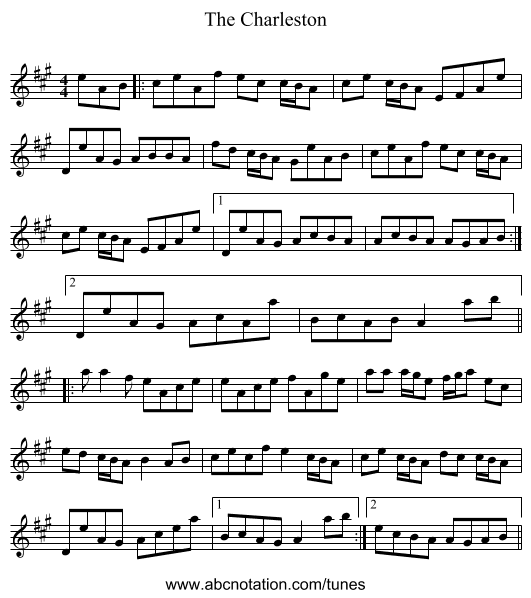 The Charleston - staff notation