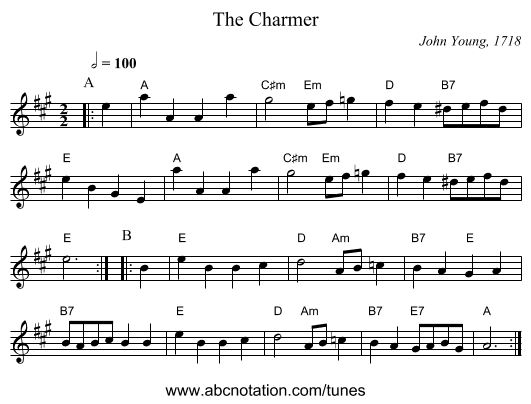 The Charmer - staff notation