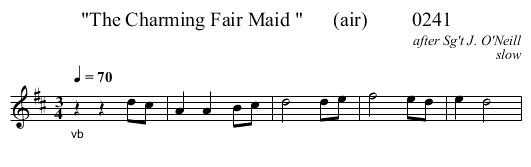 The Charming Fair Maid       (air)         0241 - staff notation