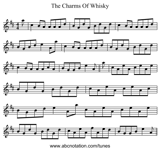 The Charms Of Whisky - staff notation