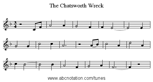 The Chatsworth Wreck - staff notation