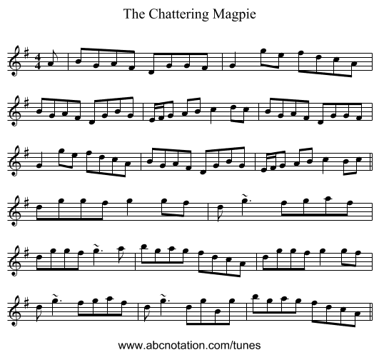 The Chattering Magpie - staff notation