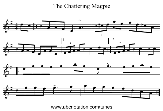 The Chattering Magpie - staff notation